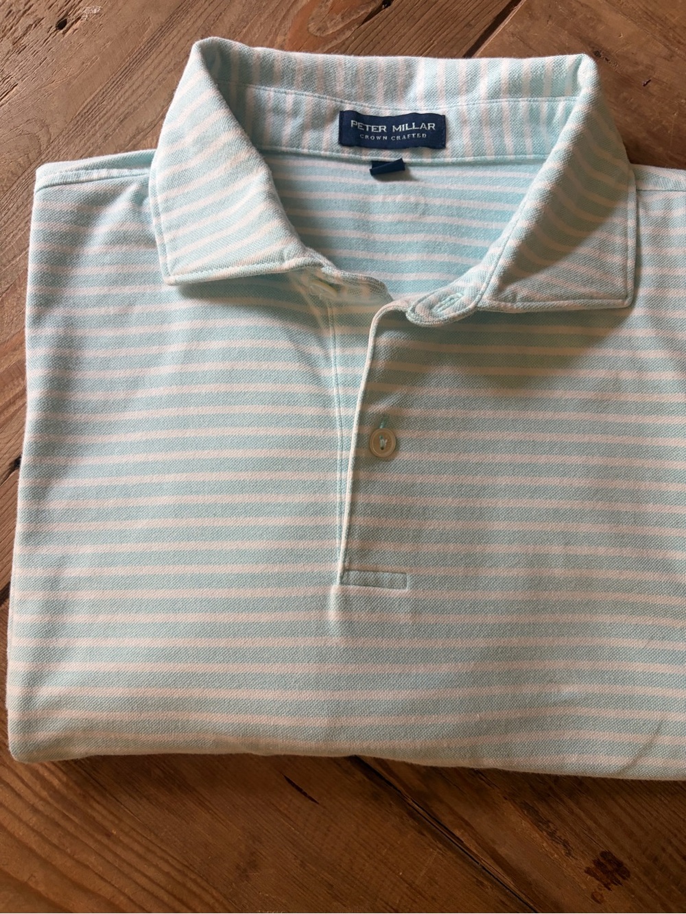 Peter Millar Sky Blue & White Striped Polo